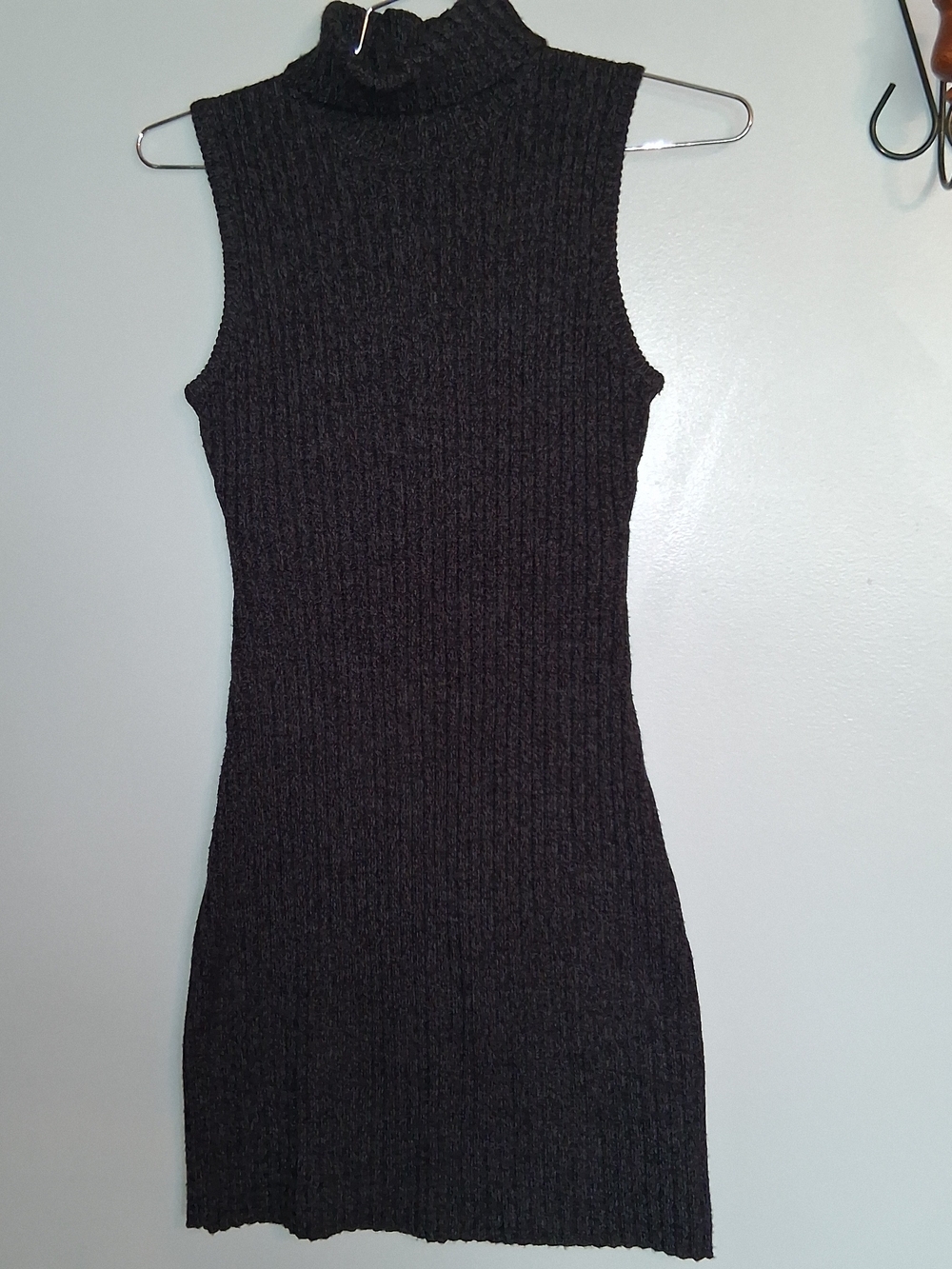 Elevated Basic Cottagecore Bodycon Sleeveless Turtleneck Dress